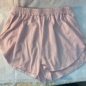 Women's Elastic Waist Pink Striped Lounge Shorts